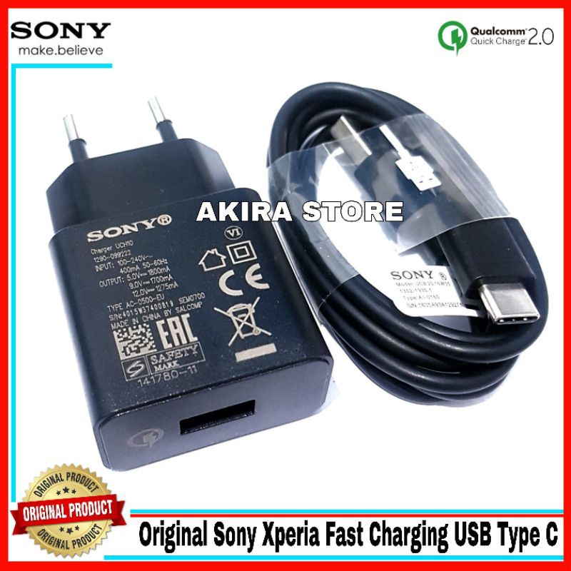 Charger Sony Xperia XZ Premium XZ XZ1 XZ1 Compact Original 100% Fast Charging USB Type C