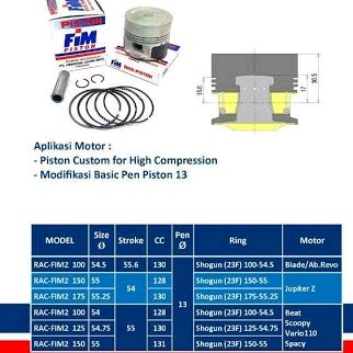 Piston Bore Up Mentah Jupiter Z Beat Pen 13 53.5Mm 53.4Mm 53.7Mm 54.4Mm 54.5Mm 54.75Mm 55Mm 55.25Mm 