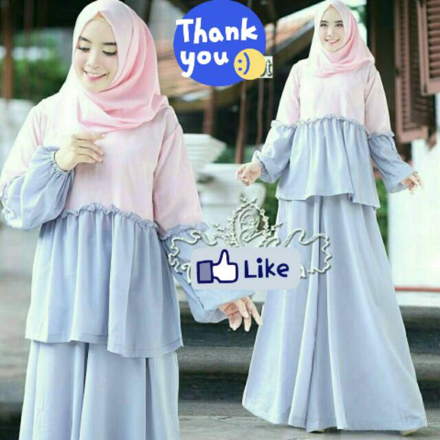 Setelan hijab kulot muslim wanita perempuan size L
