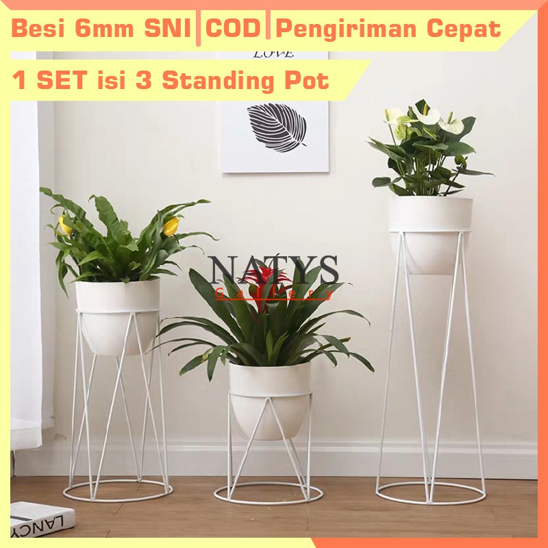 Jual 1SET ISI 3 Standing Pot Besi Besi 6mm | Standing Planter Besi ...