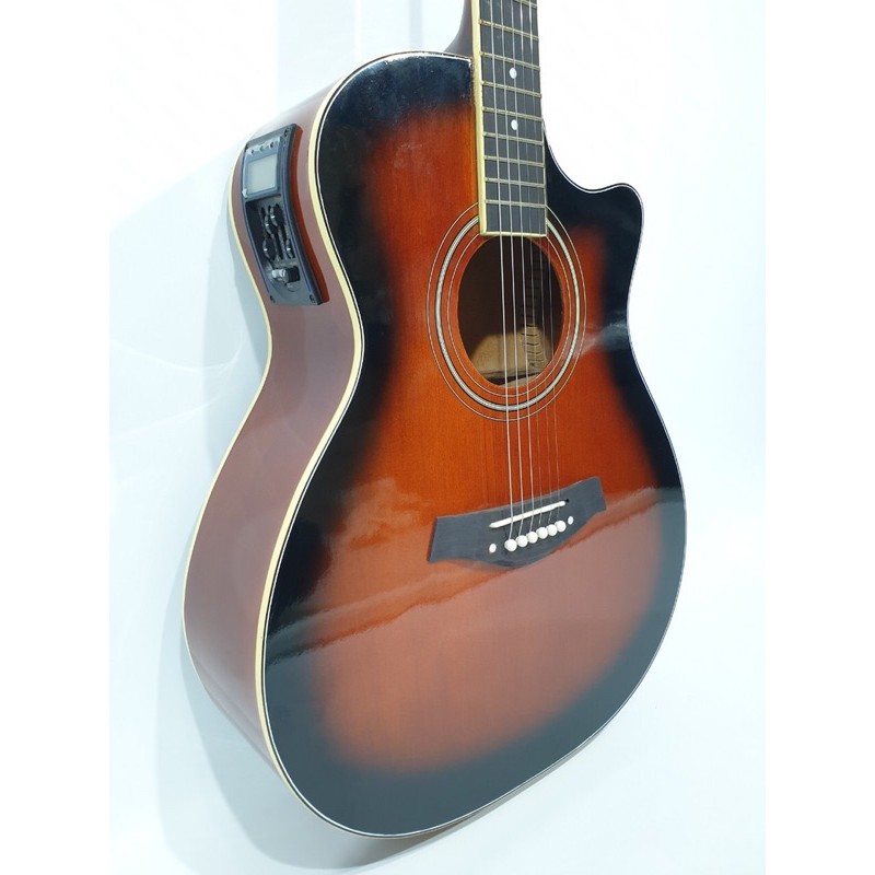 Gitar Akustik Elektrik Merk Taylor Sunburst Natural Jumbo Equalizer Tuner LC-PRENER String Trusrod