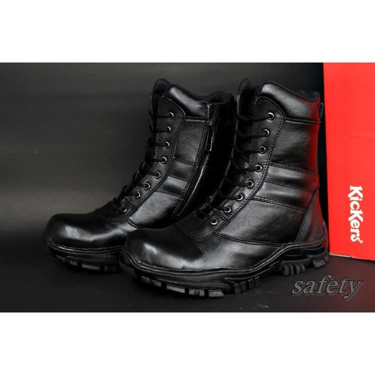 SEPATU PDL PDH Hitam Boots Safety Kickers Pria Boot POLRI TNI Satpam Satpol PP Touring Tracking GM01