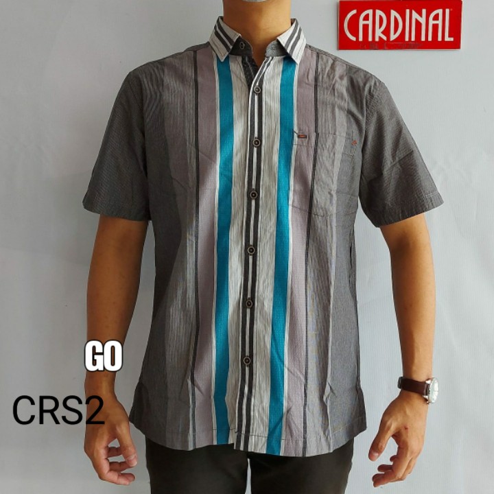 gof CRS CARDINAL KEMEJA REGULAR Hem Pria Pendek Baju Cowok Pakaian Pria