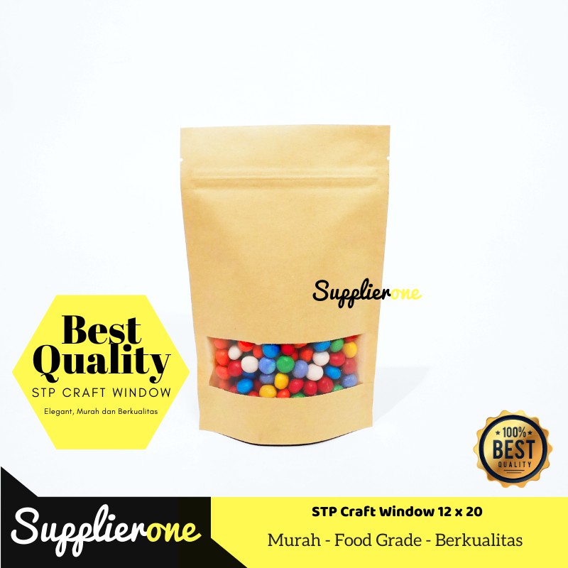 Standing Pouch Window 12 x 20 / Standing Pouch Craft Window / Standing Pouch Coklat / Standing Pouch