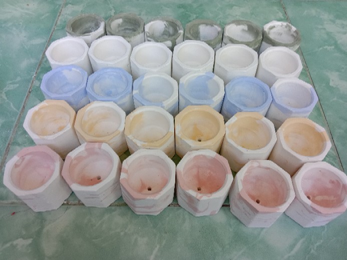 Pot Mini Marble Kuning Putih