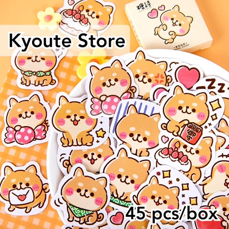 

45 pcs Sticker Cute Shiba Inu Japan Dog Hewan Scrapbook DIY Journal Planner Diary Seal Label