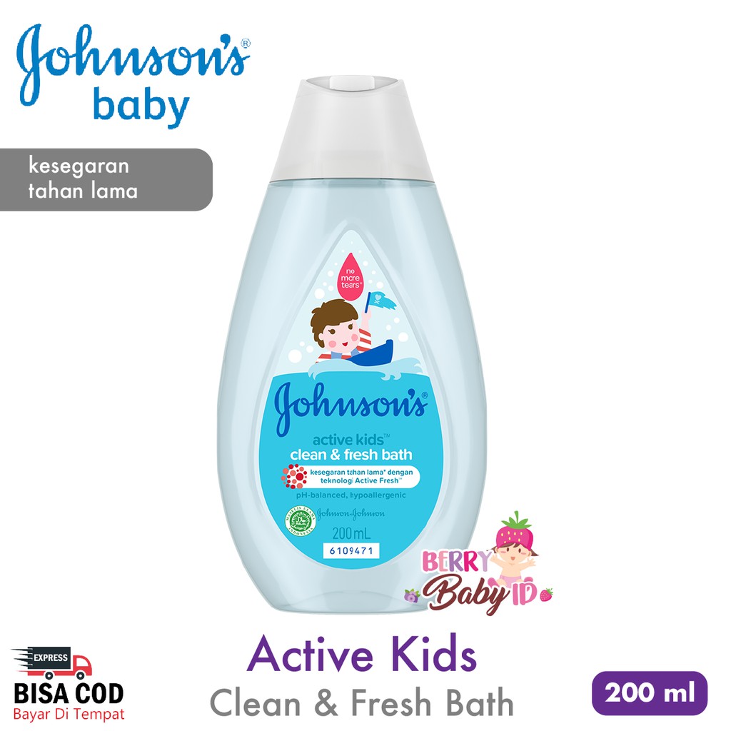 Johnson's Baby Active Kids Clean &amp; Fresh Bath Sabun Cair Anak 200 ml Johnsons Berry Mart