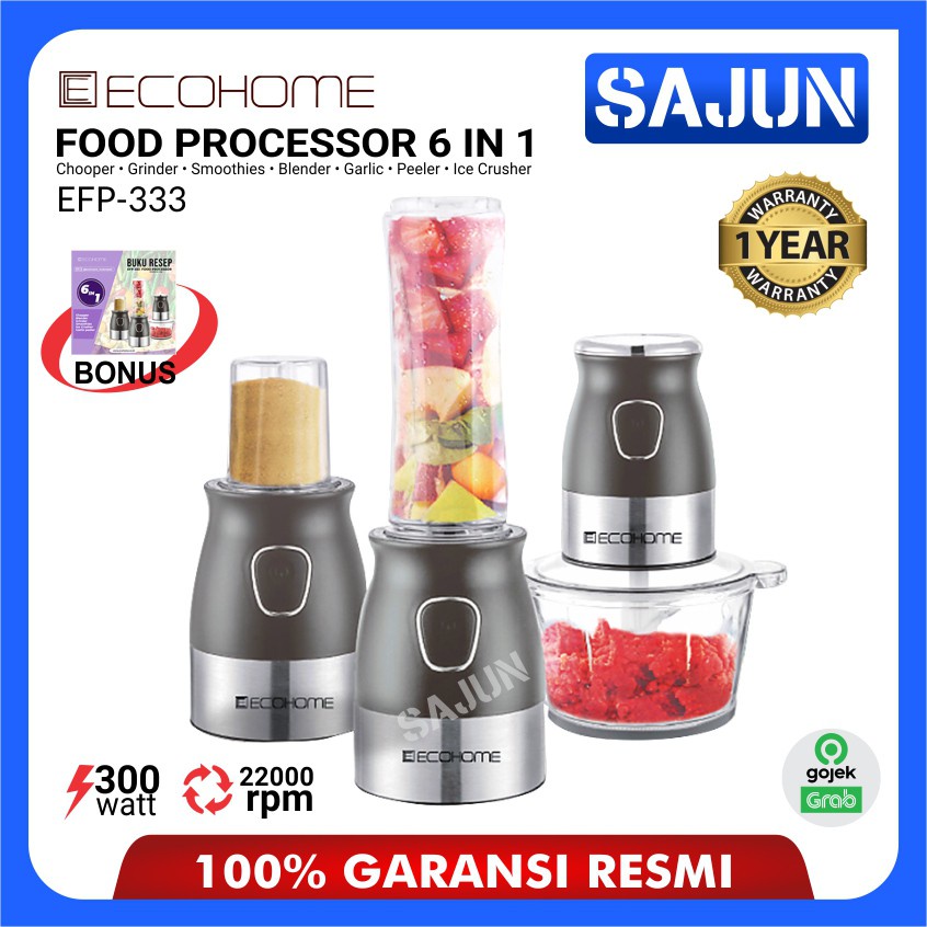 Ecohome Food Processor 6 in 1 EFP-333 Food Chopper EFP333