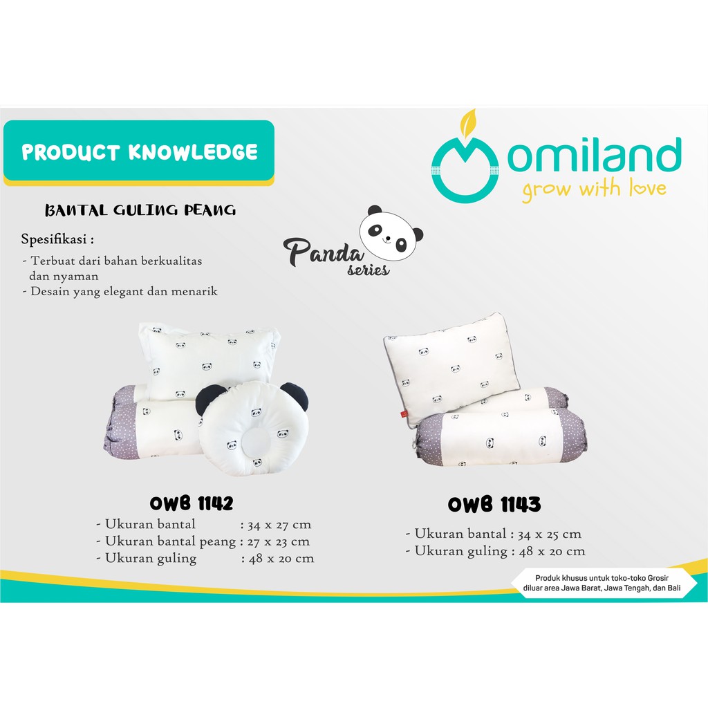 Baby Bantal Guling Set / Bantal Guling Set Bantal Peang Omiland Panda Series OWB1143 OWB1142