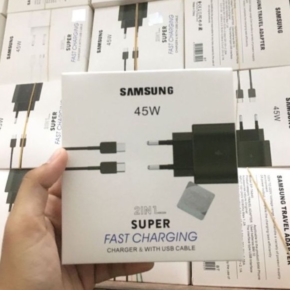 CHARGER SAMSUNG ORI 45W USB C TO C SUPER FAST CHARGE A71/A72/A73/A51/ Note 10/ S10/S10+/S20/S20+/M23/M52/M62/M53/A33/A53 45 WATT