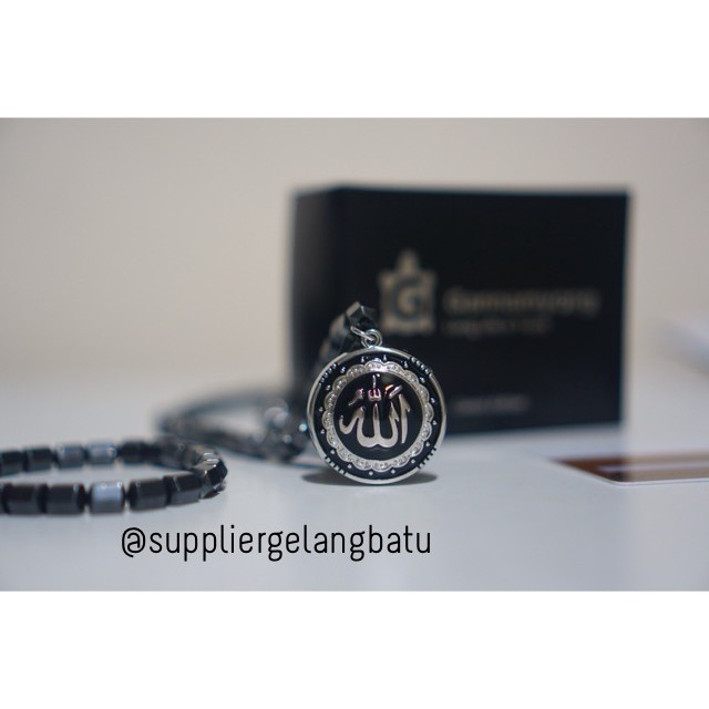 PROMO Kalung magnet LAFAZ ALLAH SILVER kecil GANNAMYONG ktp id card aksesoris fashion muslim impor