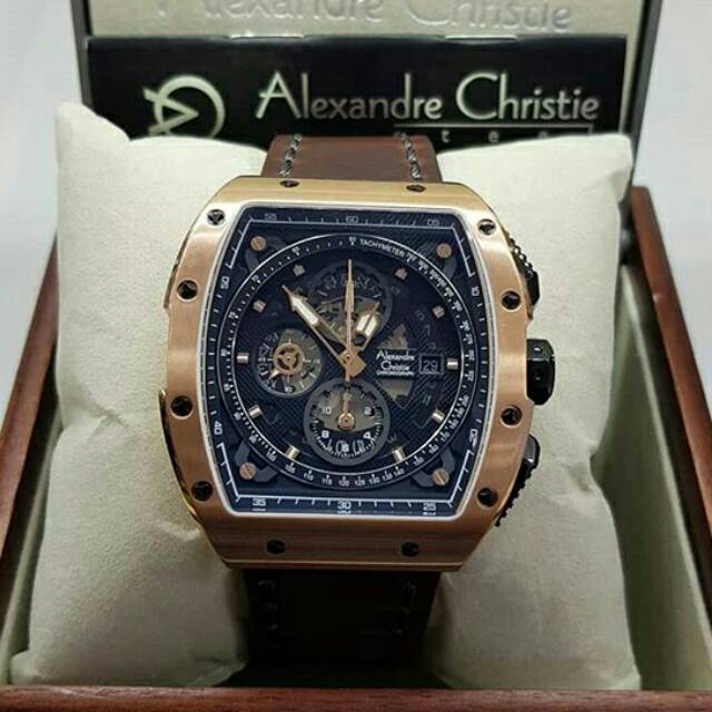 Jam Tangan Alexander Christie AC 6411 Men Tali Kulit Mesin Baterai Original