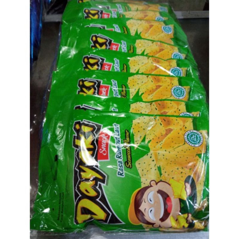 

Dayaki snack rasa rumput laut 1pack isi 10pcs, agen ciki murah bisa vuat jual lagi