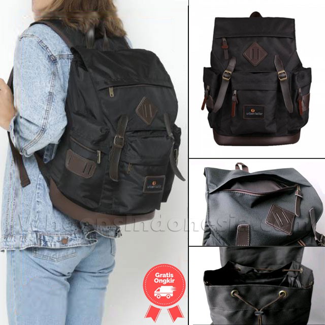 Tas Laptop Ransel Backpack Urban Factor Branded Pria Wanita Cowok Cewek Kuliah Sekolah Kerja Murah