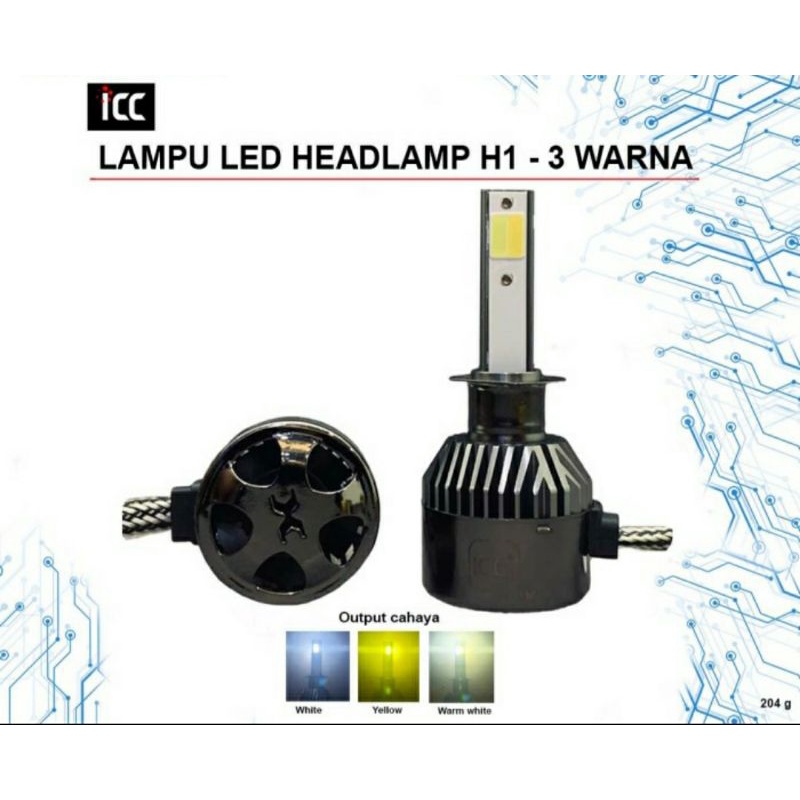 LAMPU LED H1 3 WARNA / BOHLAM LED H1 H7 3 WARNA HEADLAMP MOBIL MOTOR