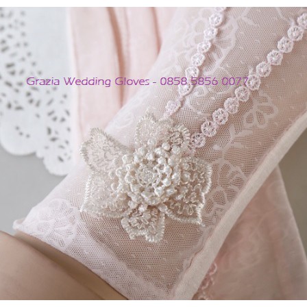 SR93 Beige Sarung tangan Pengantin Wanita Cream Touch Screen