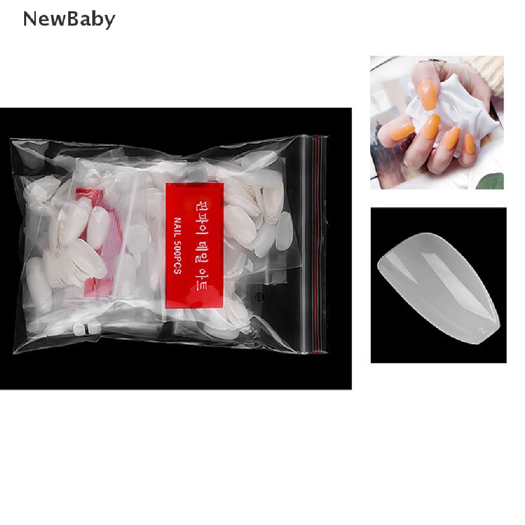 Newbaby 500pcs / Set Kuku Palsu Akrilik Gel UV Untuk Manicure / Nail Art DIY