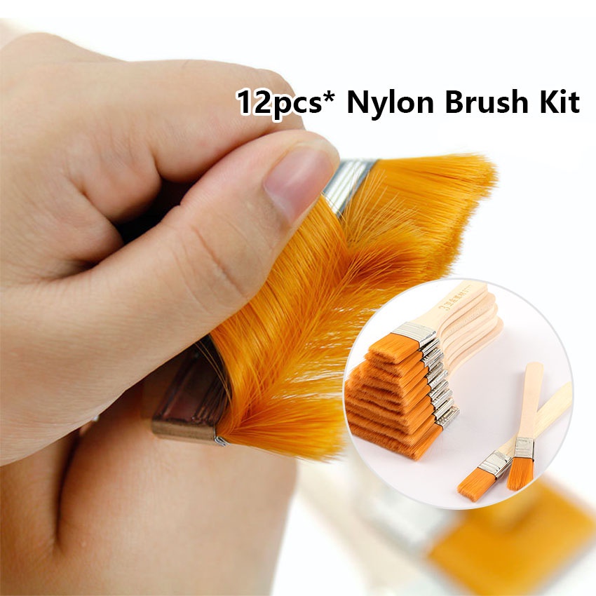 

WAGOMU - 12Pcs Kuas Lukis Besar Lebar Set - No.1 - 12 - Kuas Cat Gagang Kayu Tebal Halus - Kuas