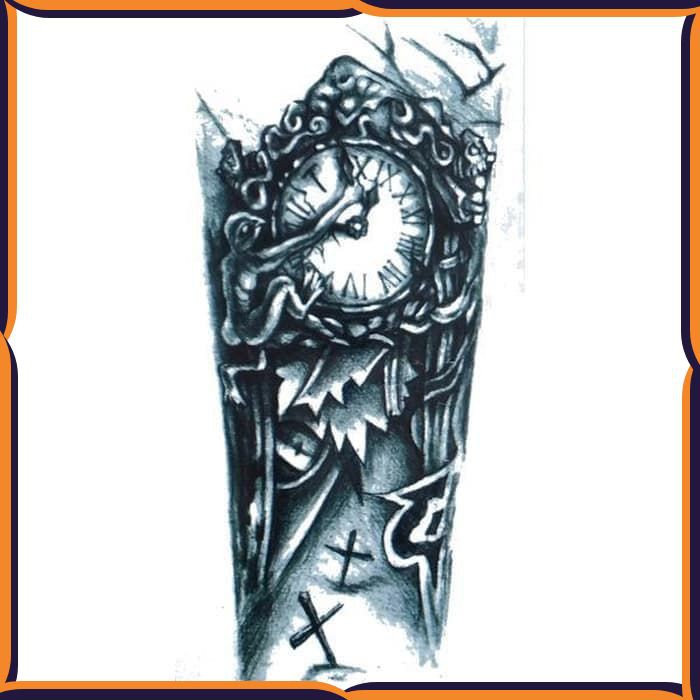 TATO TEMPORERY TATOO STICKER OLD TIME CLOCK TATO KEKINIAN TATTO TEMPORER BODY PAINTING FT027
