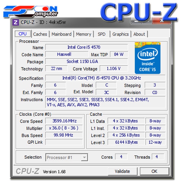 PROCESSOR INTEL CORE i5 4570 3.20Ghz