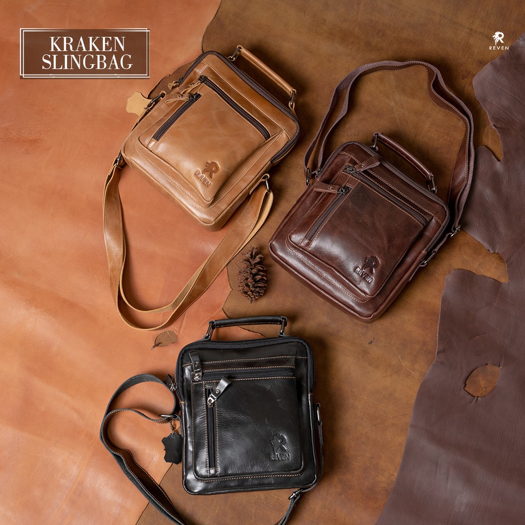 TAS SELEMPANG PRIA REVEN KRAKEN SLINGBAG KULIT ASLI TAS SELEMPANG PRIA REVEN KRAKEN SLINGBAG KULIT ASLI