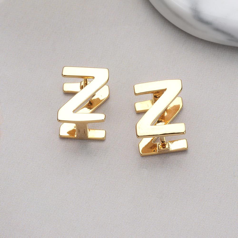 PREVA 1 Pair Stud Earrings Tiny Double-sided Letter Copper Fashion Jewelry