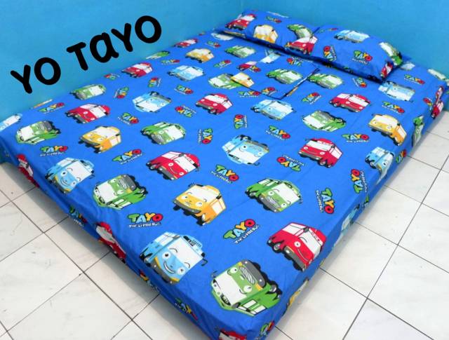 Sprei karakter anak 120 motif Spiderman, doraemon, mickey, keropi, tayo,