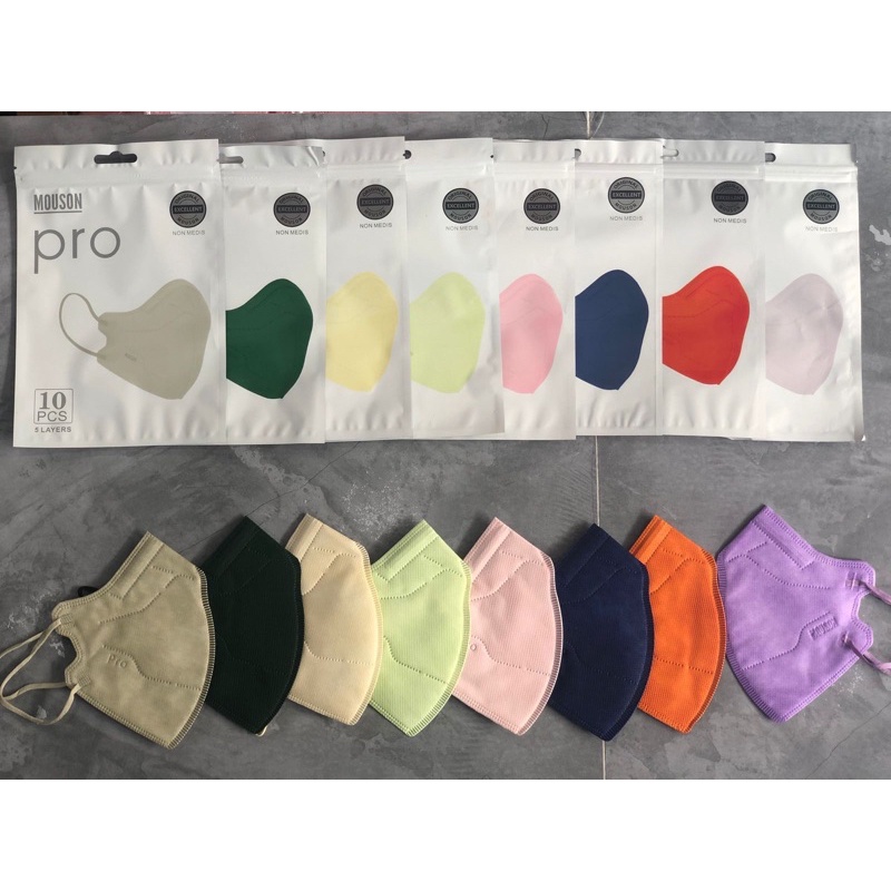 HARGA PROMOSI - Masker Mouson KN95 PRO Pink, Light Green, Dark Green, Navy, Cream, Light Brown