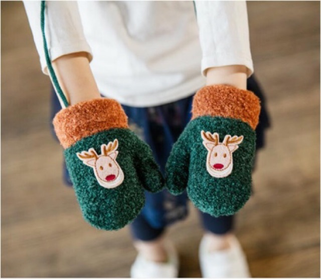IMPORT Glove Leaf Fluffy Sarung Tangan Anak Rajut Wool Winter Glove Leaf Fluffy