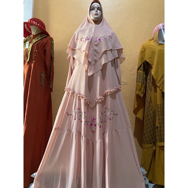 Gamis Syar'i Bordir Motif Bunga
