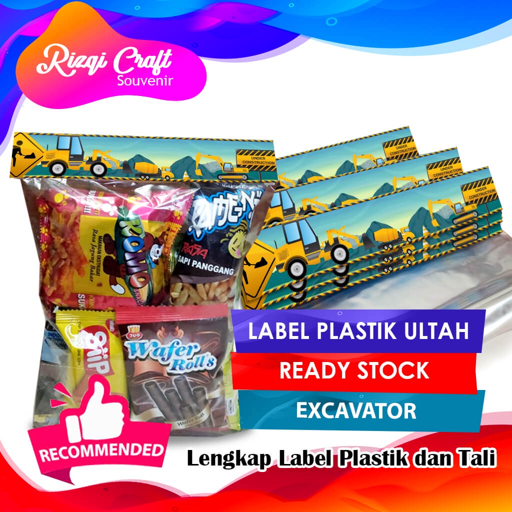 

[Ready] Tas Label Ultah Jajan Snack Plastik Ulang Tahun Gambar Kontraktor