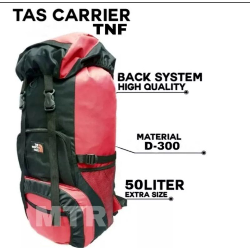 TAS RANSEL CARRIER GUNUNG 50-55 ltr,MERK TNF ORIGINAL MURAH MERIAH BERKUALITAS