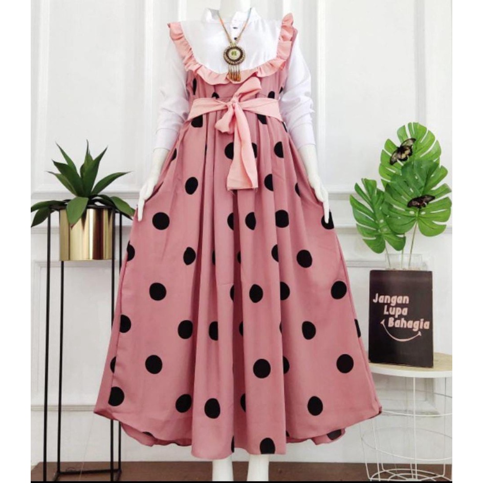 LANGSUNG KIRIM GAMIS POLKA JUMBO-XXL [70-90 KG] GAMIS MONALISA REMPEL DADA/BUSUI/TALI PINGGANG