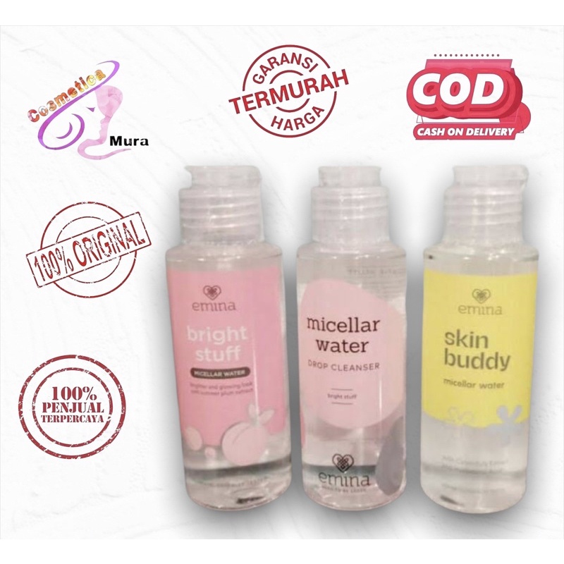 BRIGHT STUFF // Micellar water emina / PEMBERSIH MAKE UP EMINA // emina skin buddy micellar water // emina skin buddy micellar water