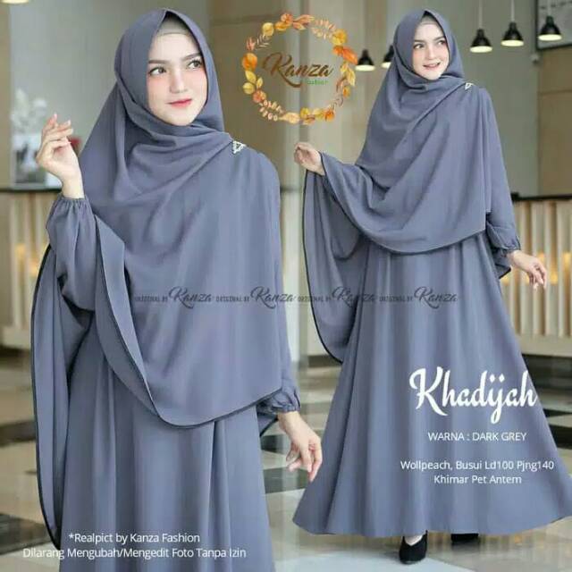 dress syar'i set gamis+hijab wanita khadijah