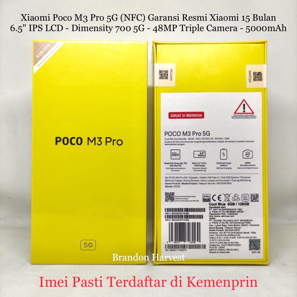 Xiaomi Poco M3 Pro 5G [4GB+64GB - 6GB+128GB] Demensity 700 - 48MP Triple Camera Resmi Indonesia