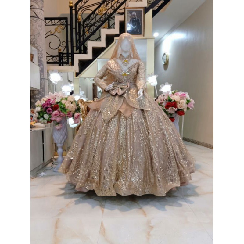 GAUN PENGANTIN MEWAH //GAUN BARBIE FULL PAYET MODERN//GAUN //KEBAYA