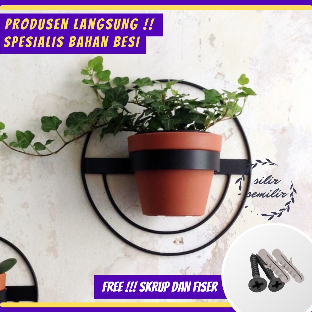 SMF063 Rak Standing Pot Tempel Dinding Hiasan Bunga Besi Plastik Dekorasi Taman Rumah