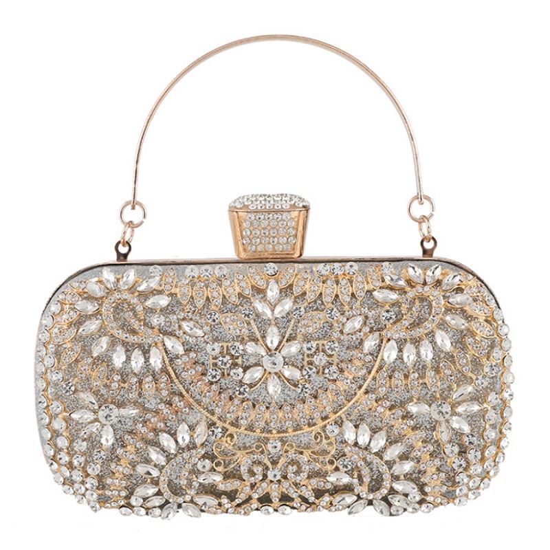 KDDJT12103-silver Tas Pesta Import Elegan Wanita (Ada Kotak, Tali Rantai)