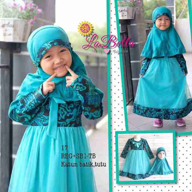 Gamis Harian Anak Perempuan Set Jilbab Usia 2-11 Tahun by Labella | Gamis Batik Mix Tutu Termurah Hi