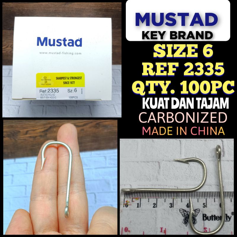 MUSTAD HOOK SIZE 6 REF.2335 QTY.100PC ROUND BENT SEA HOOKS KAIL PANCING CAP KUNCI KAIL KUAT KAIL TAJ