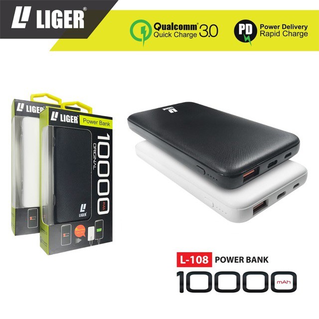 Power Bank L-108 LIGER ORIGINAL QUALCOM QUICK CHARGE 3.0 &amp; POWER DELIVERY PD