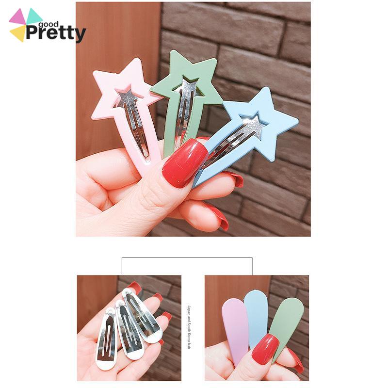 6 PCS Sederhana Temperamen Jepit Rambut Gadis Sisi Poni Jepit Rambut Rusak Rambut Permen Klip Warna - PD