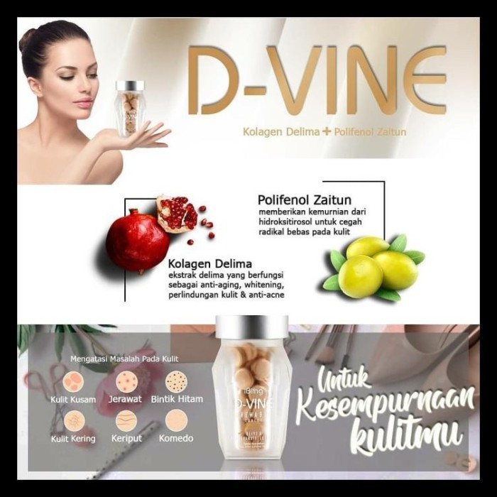 New DVine D-vine Divine asli original Collagen Pemutih Kulit 20 butir original halal