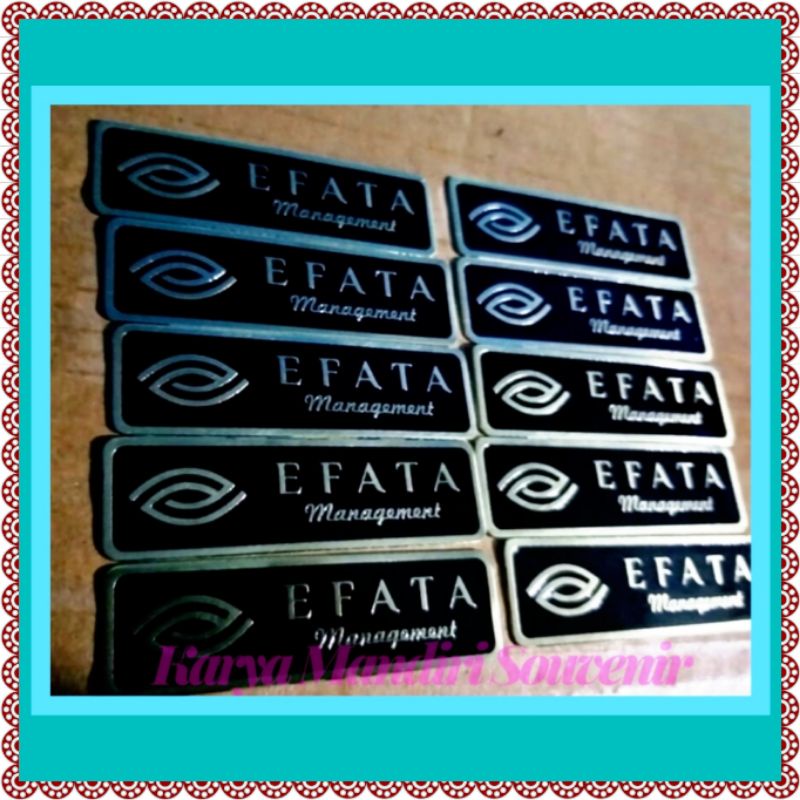 

Nama Dada Nametag Etching Grafir Bahan Stainless | Bisa Custom Nama & Model Logo Sesuai Permintaan