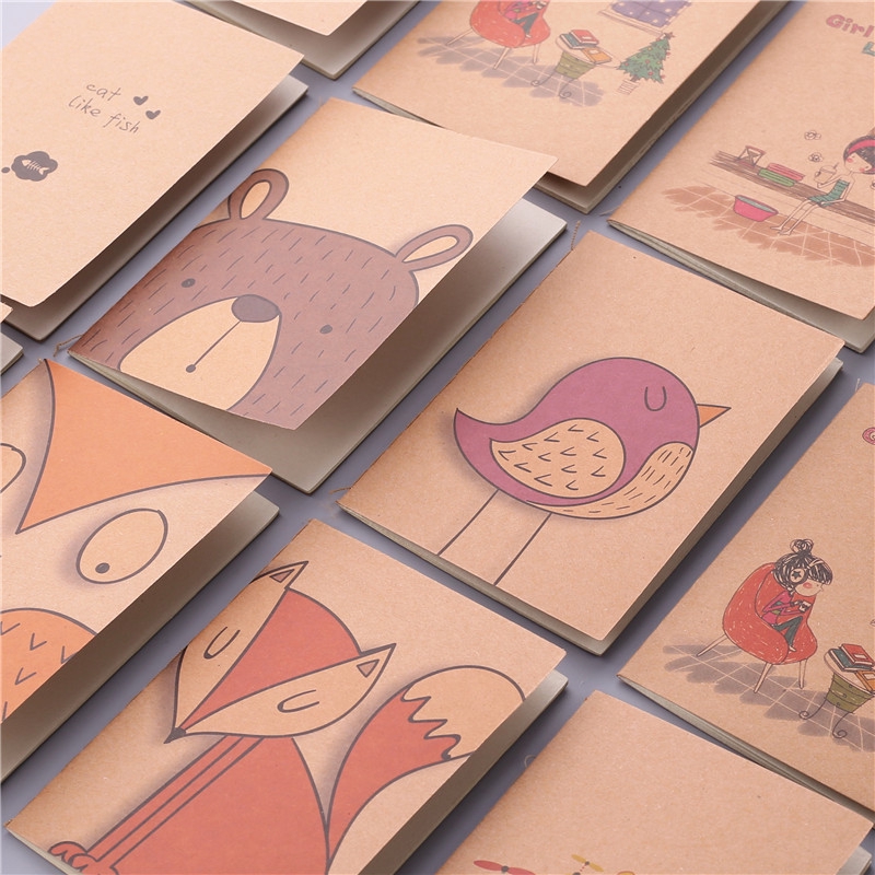 Buku Catatan/Memo Pad Portable Bahan Kertas Kraft Motif Kartun Hewan Gaya Korea