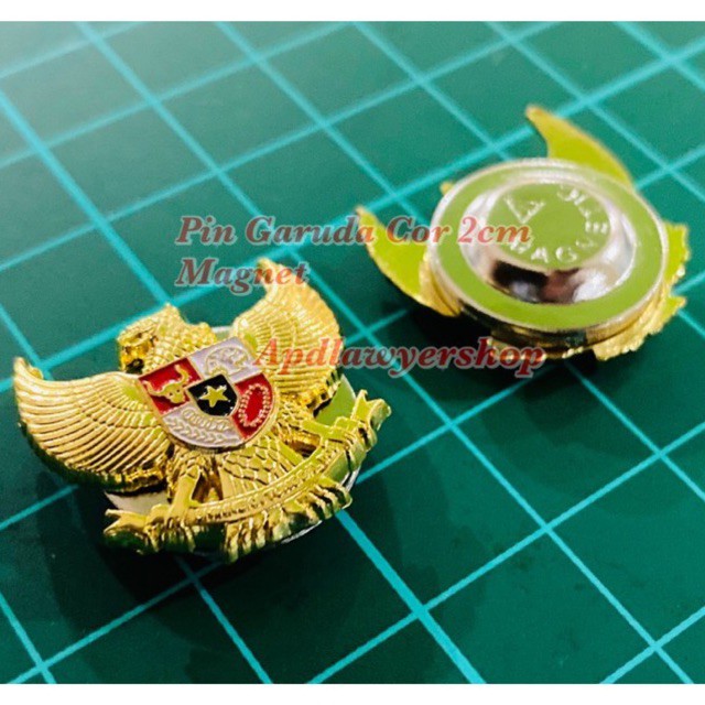 Pin Garuda Pancasila Cor 2cm Magnet Kuningan Sepuh Emas Mengkilap ORIGINAL PREMIUM