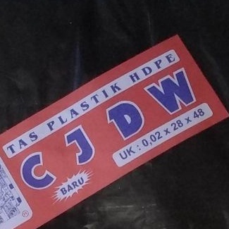 Tas kantong kresek plastik HDPE 28x48x02 merk CJDW isi 50 lbr warna hitam