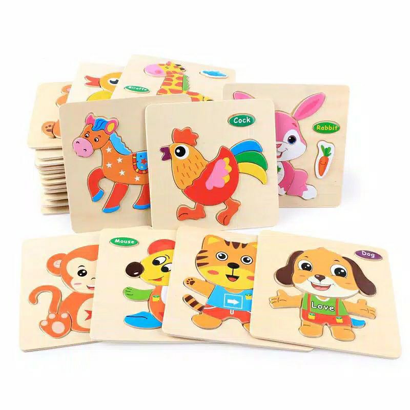 Z4 Puzzle Kayu Edukasi Anak | Mainan Puzle Bongkar Pasang Animal Hewan Balita SD