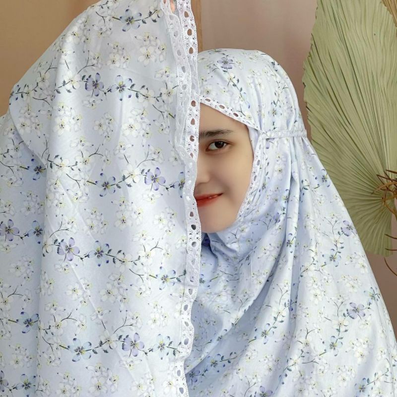 mukena katun jepang motif bunga